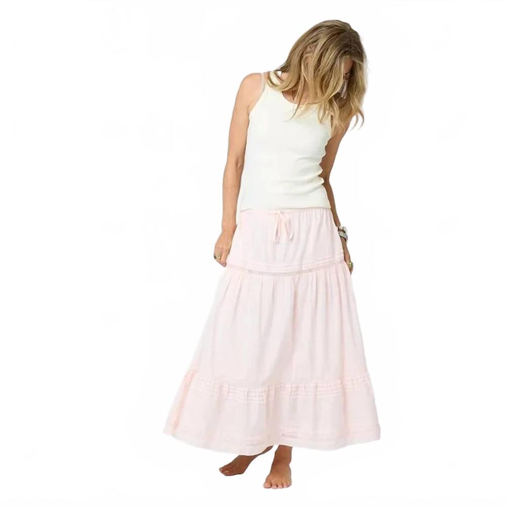 NEW KERRI ROSENTHAL vacance pintuck midi skirt in sugar pink